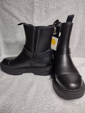 Boys & Girls Art Class Sz 1  Zip Black Boots Man Made Material/ Leather Flocking