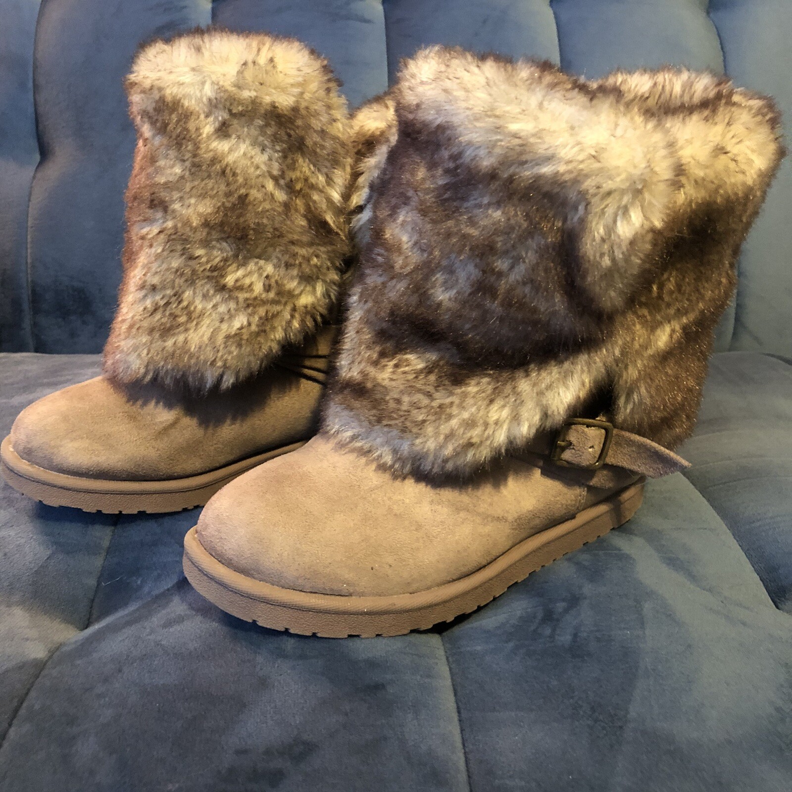 Calistoga Vegan Faux Fur Suede Girls Boots Brown Size 2M