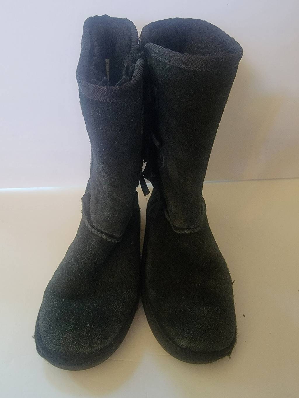 Koolaburra By Ugg Girl’s Black Suede Leather Bow Winter Boots Size 1