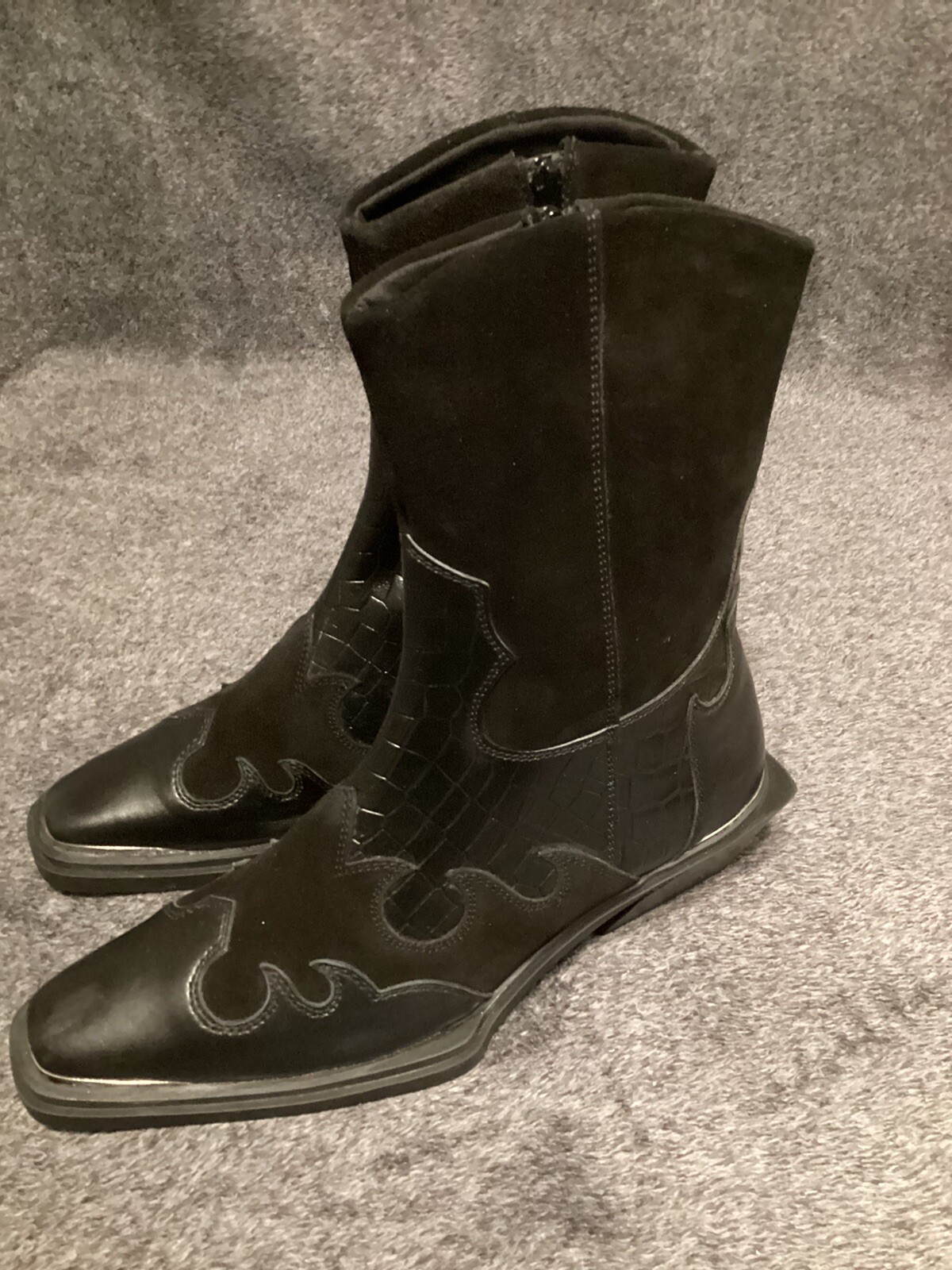 ASOS DESGN Cowgirl boots casual boots size 8 black Zip Up Western ￼women boots