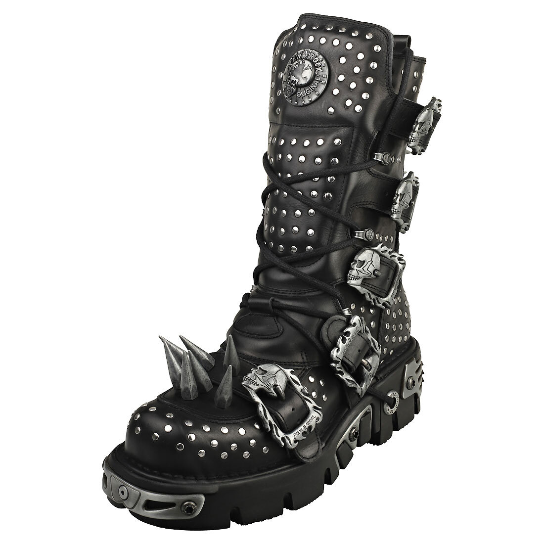 New Rock Boot Metallic M-1535-s1 Unisex Platform Boots in Black Silver – 8.5 US