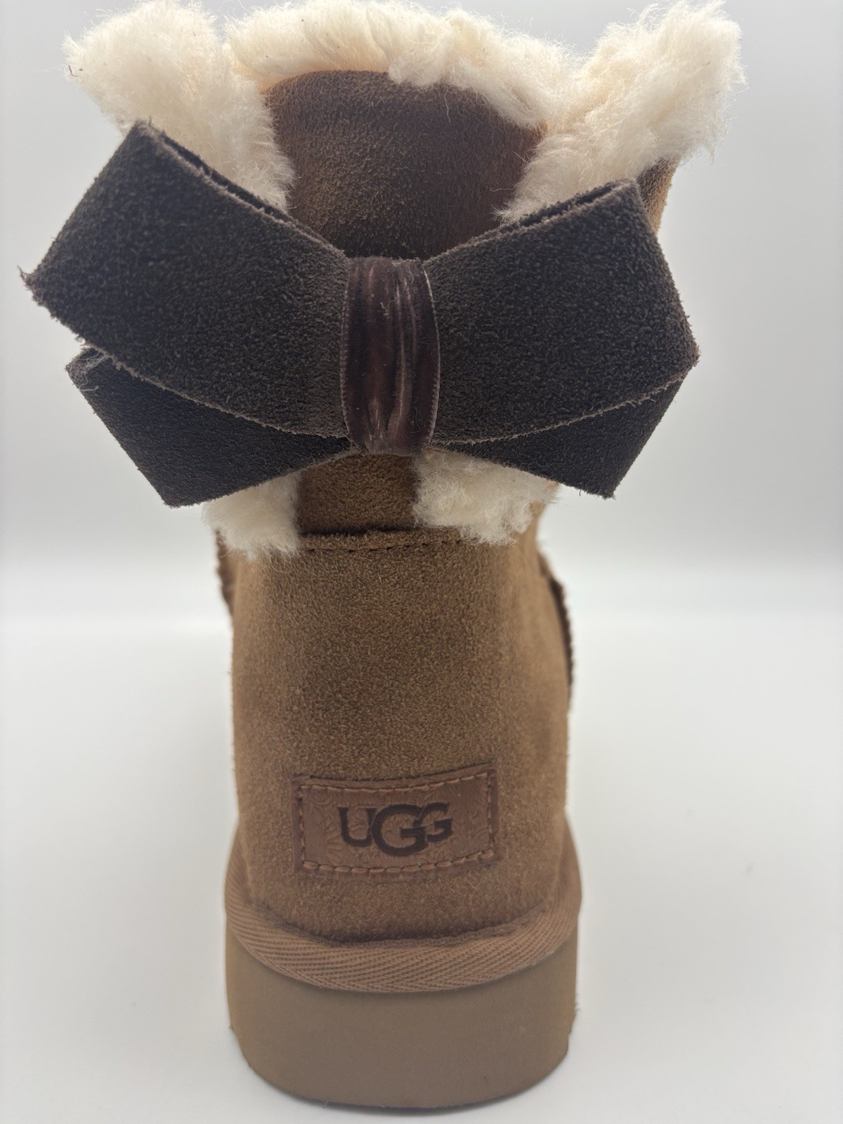 UGG MINI BAILEY SUEDE BOW CHESTNUT  WOMEN BOOTS SIZE US 11/UK 9/EU 42 NWOB