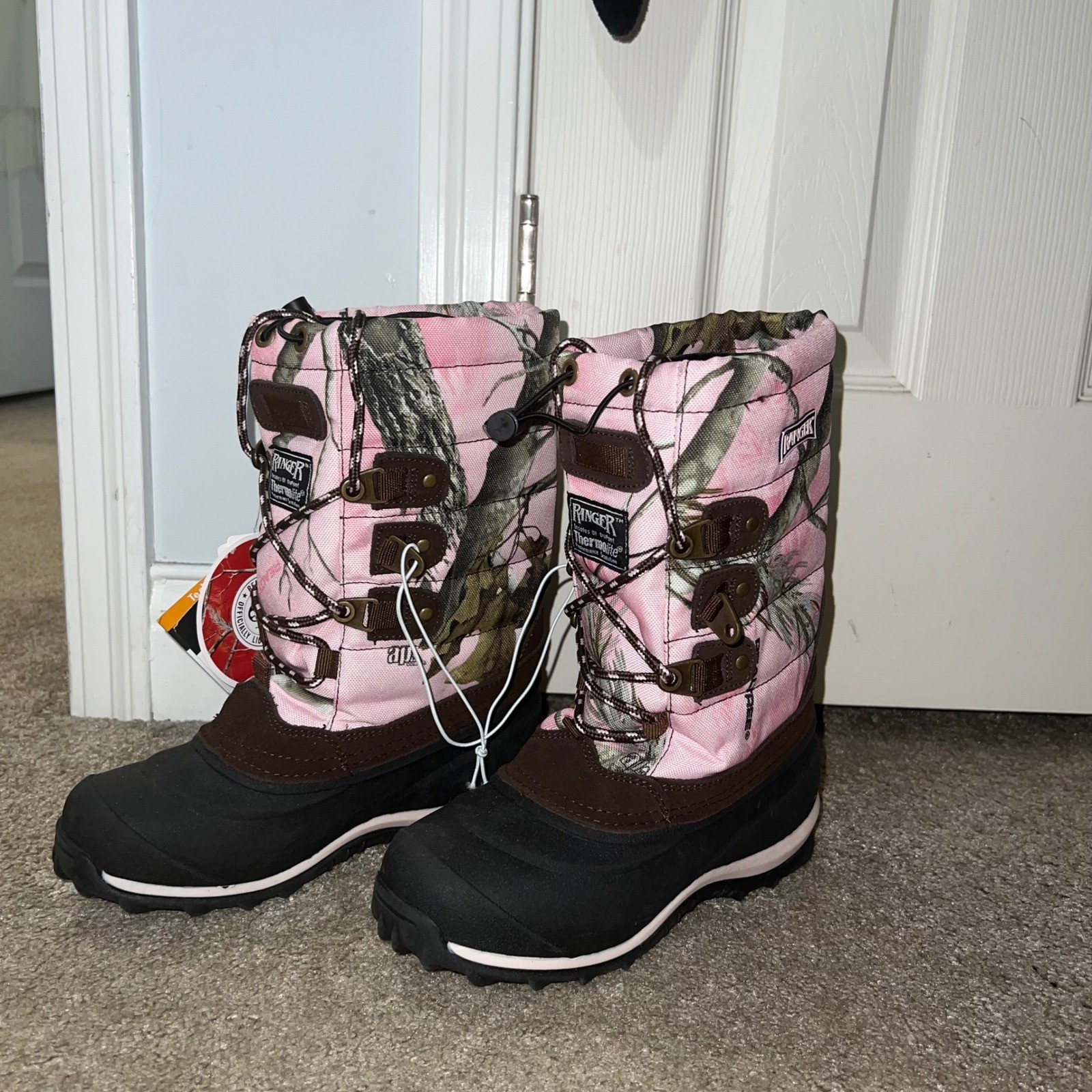 RANGER Realtree Edge Pink Camo Thermolite Kids Snow Boots Size 2 New Waterproof