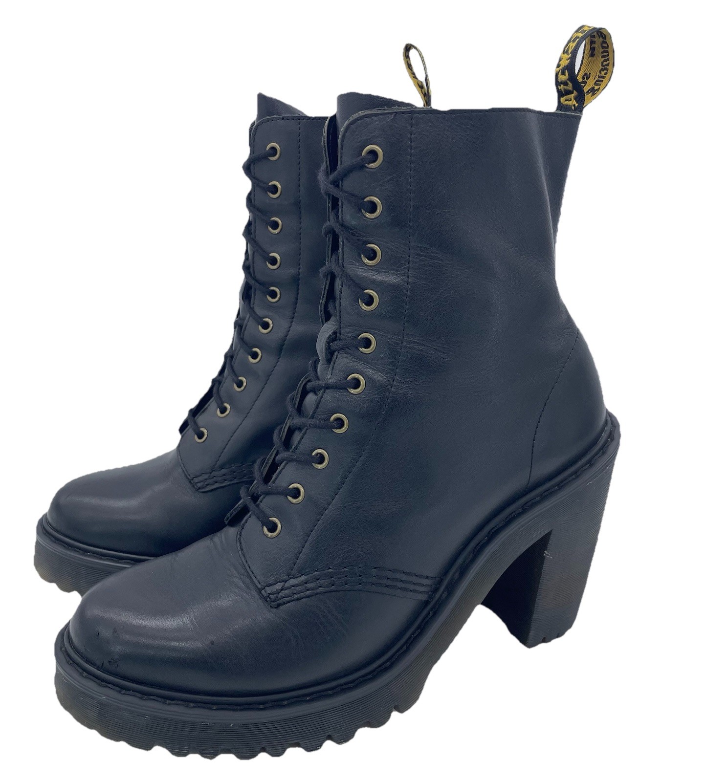 Dr. Martens Kendra Women Boots Size 8 Black Leather Lace Up Chunky Heel Platform