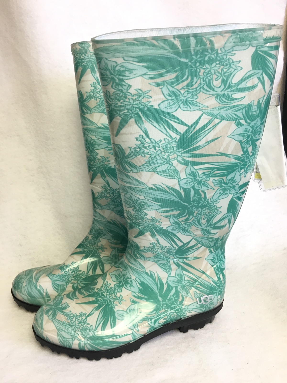 Ugg Women Boots Shaye Island Floral Rain Boot Tropical Dino Green Green Tan