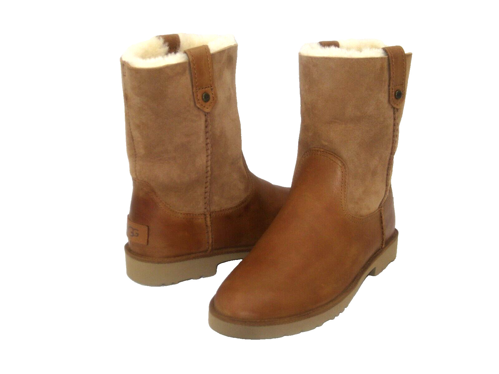 UGG ROMELY SHORT WOMEN BOOTS LEATHER CHESTNUT US 7.5 / UK 5.5 /EU 38.5 /JP 245
