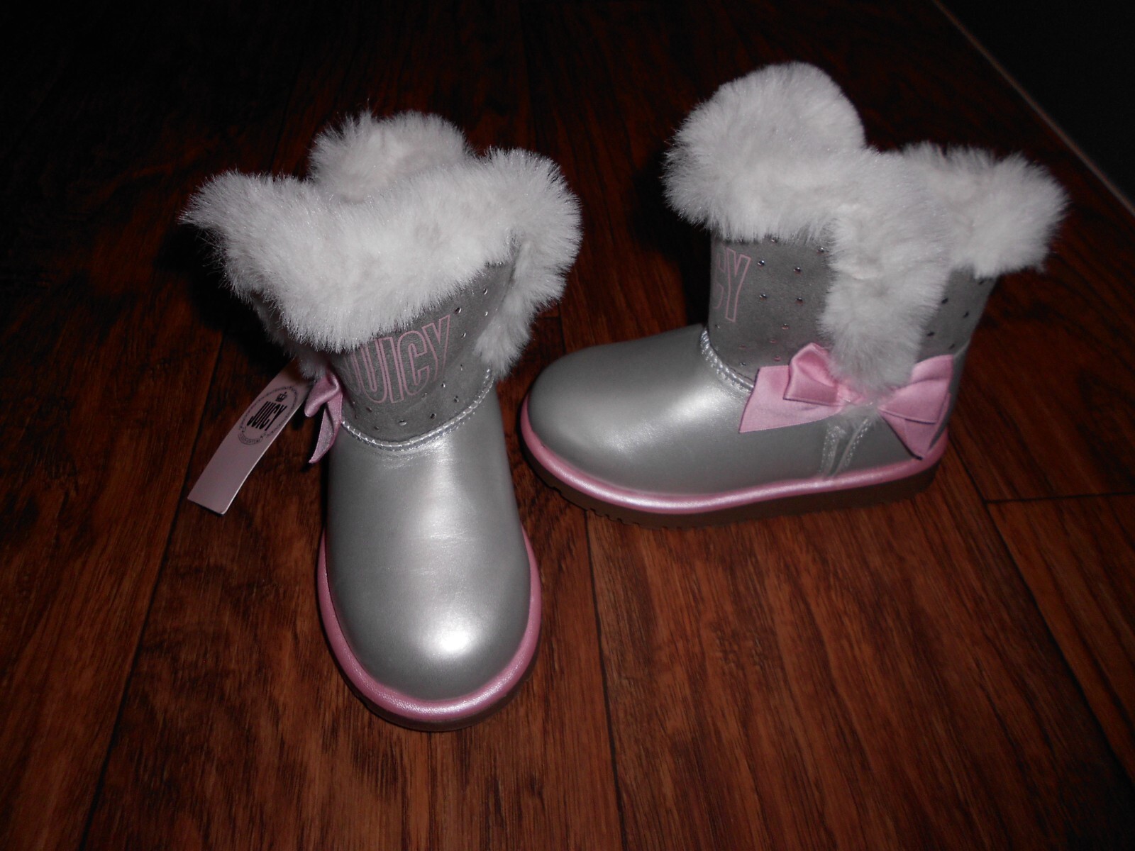 NEW with tags Juicy Couture girls boots size 8 winter silver