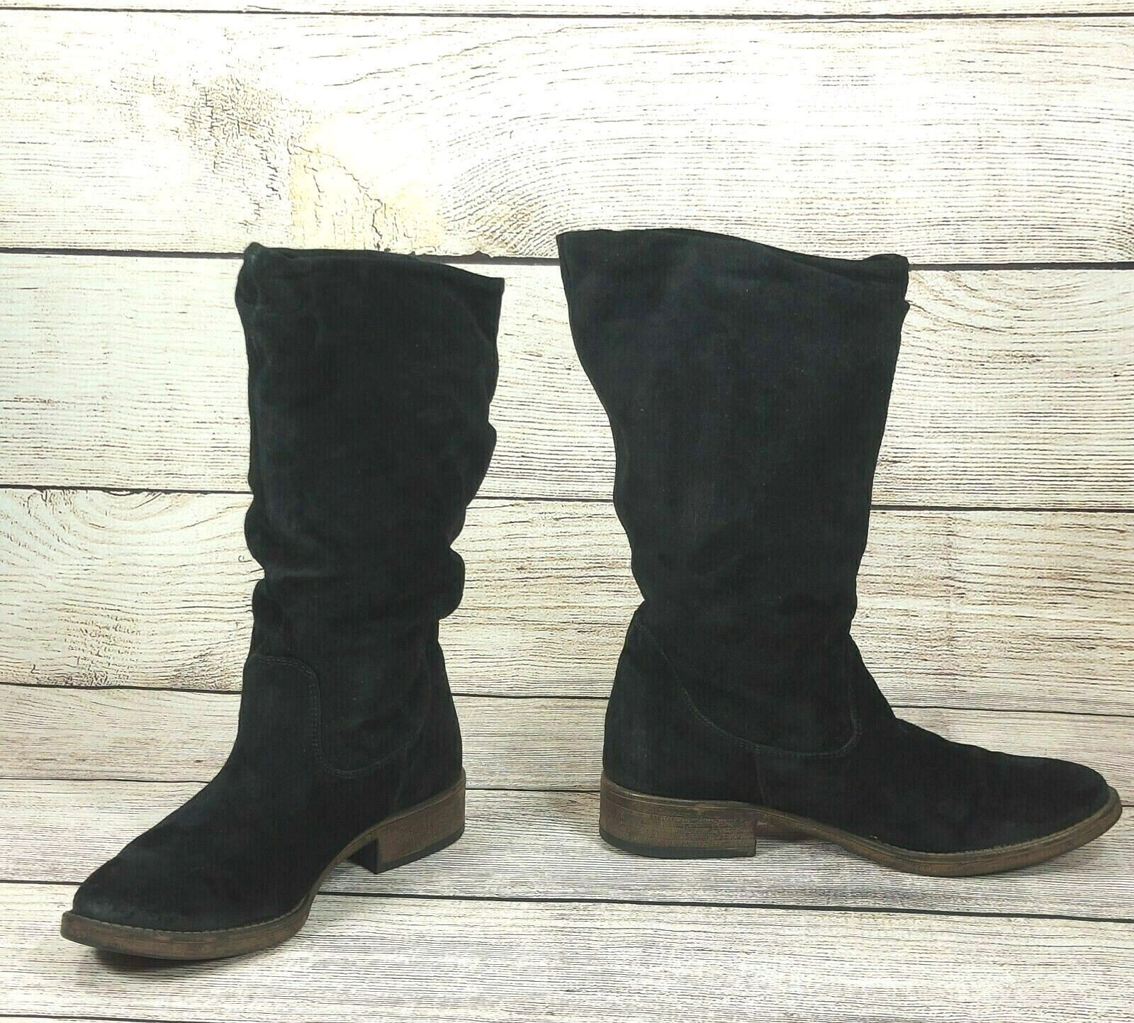 Women Boots Leather Black Block Heel Fashion Winter Botties 9.5  12″ from Arch