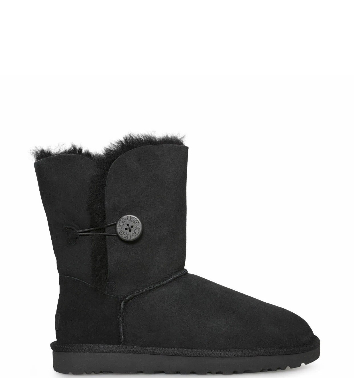 UGG BAILEY BUTTON II BLACK SUEDE SHEEPSKIN CLASSIC WOMEN’ BOOTS SIZE US 6/UK 4