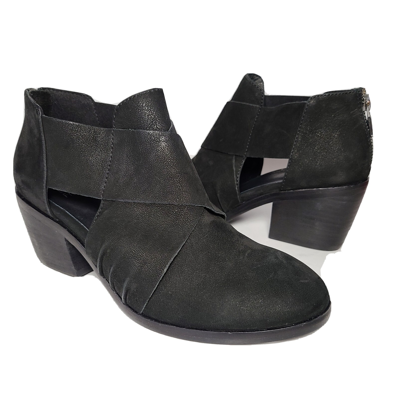 Eileen Fisher women boots ankle Bootie Walt black leather suede zipper sz 6 new