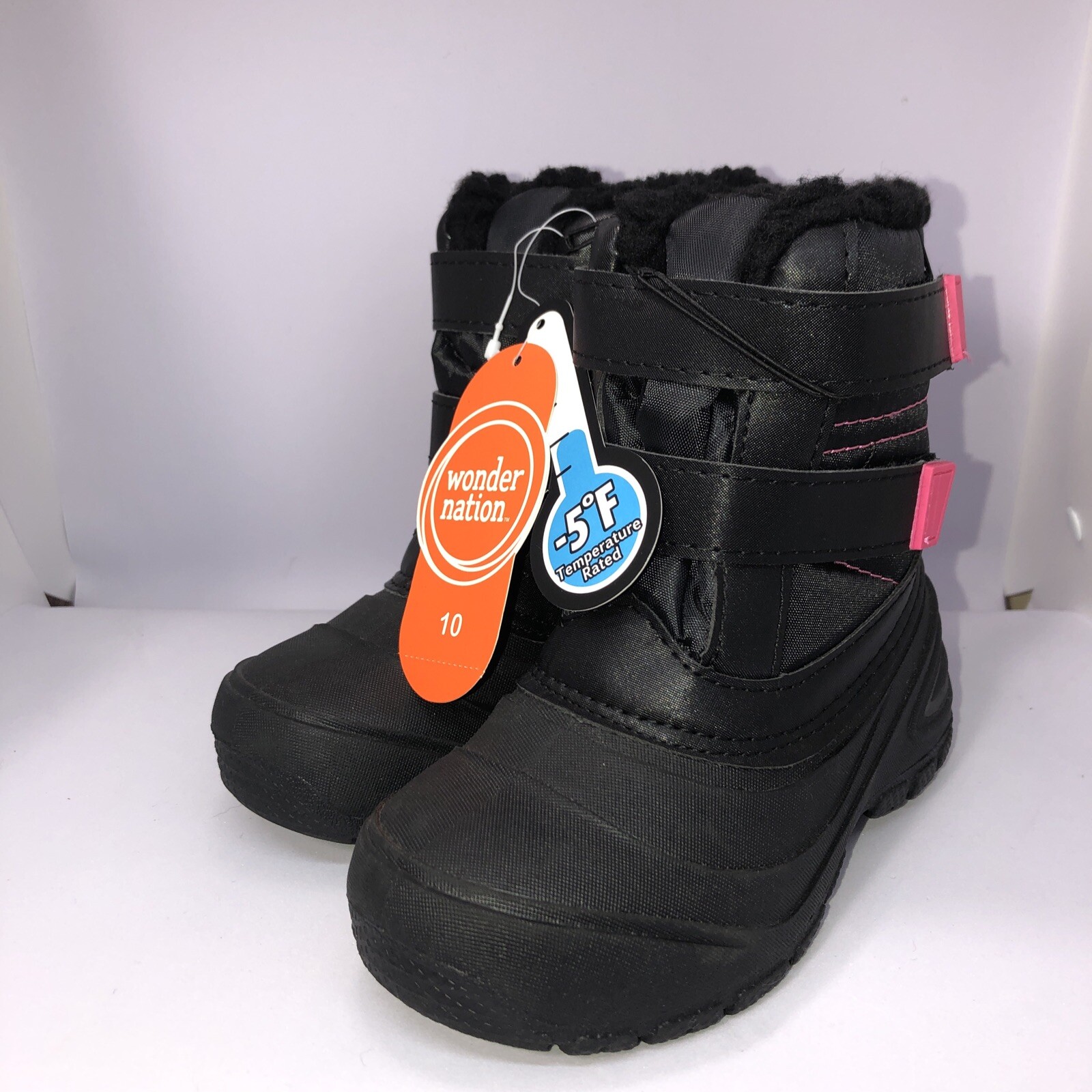 wonder nation girls boots black sizes 10 snow  shoes winter New skid resistant
