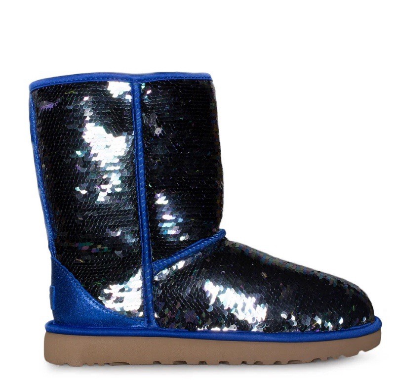 UGG CLASSIC SHORT SEQUIN WOMEN BOOTS NAVY US 6/UK 4 /EU 37 /JP 23