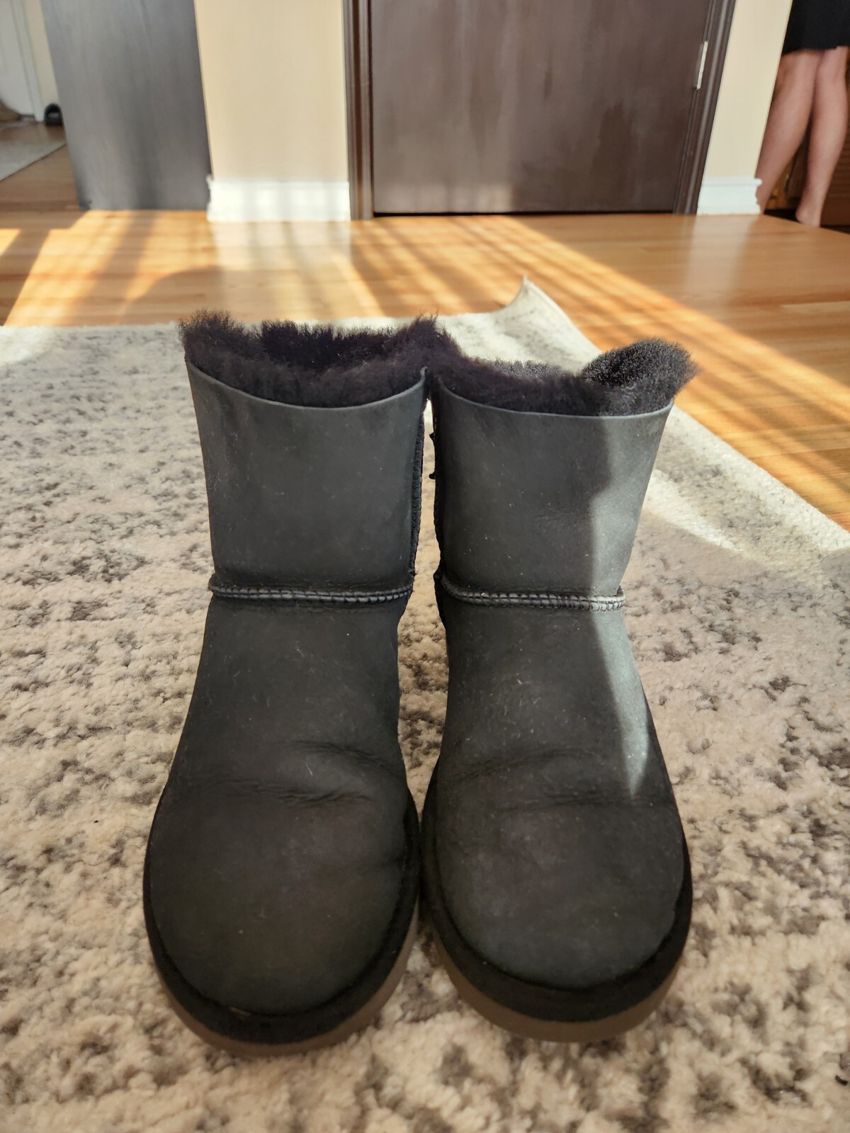 UGG women boots,size7,black sheep fur classic mini