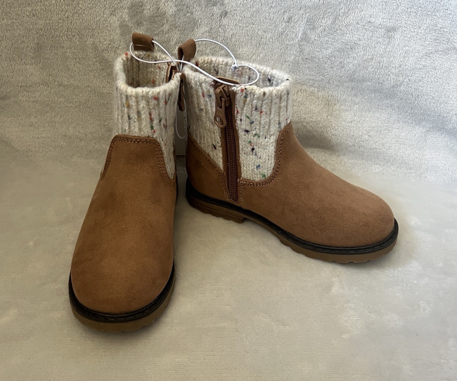 Cat & Jack Boots Emmaline Toddler Girls Sz 6 Brown Zipper Shoes Booties Chelsea