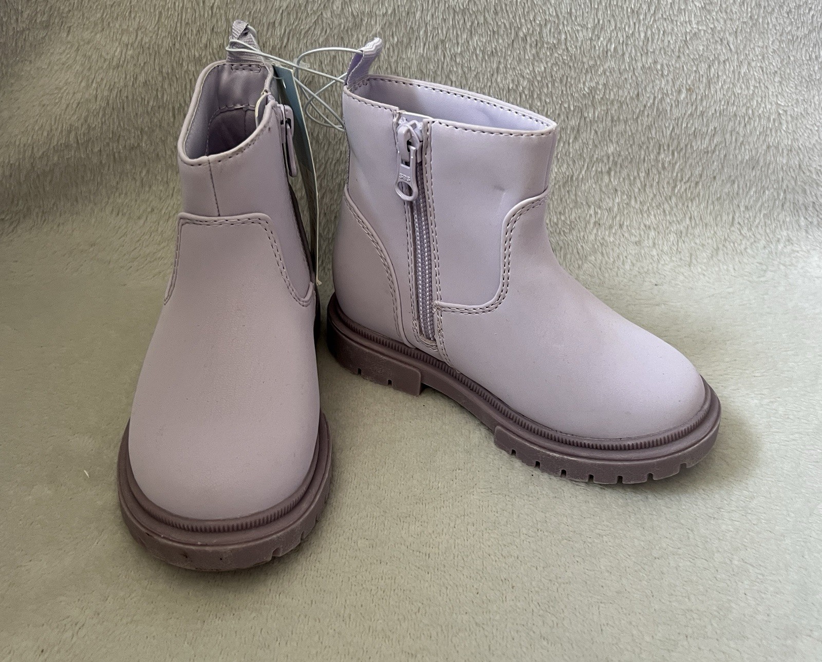 Cat & Jack Boots Flora Toddler Girls Sz 8 Purple Zipper Shoes *Flaw