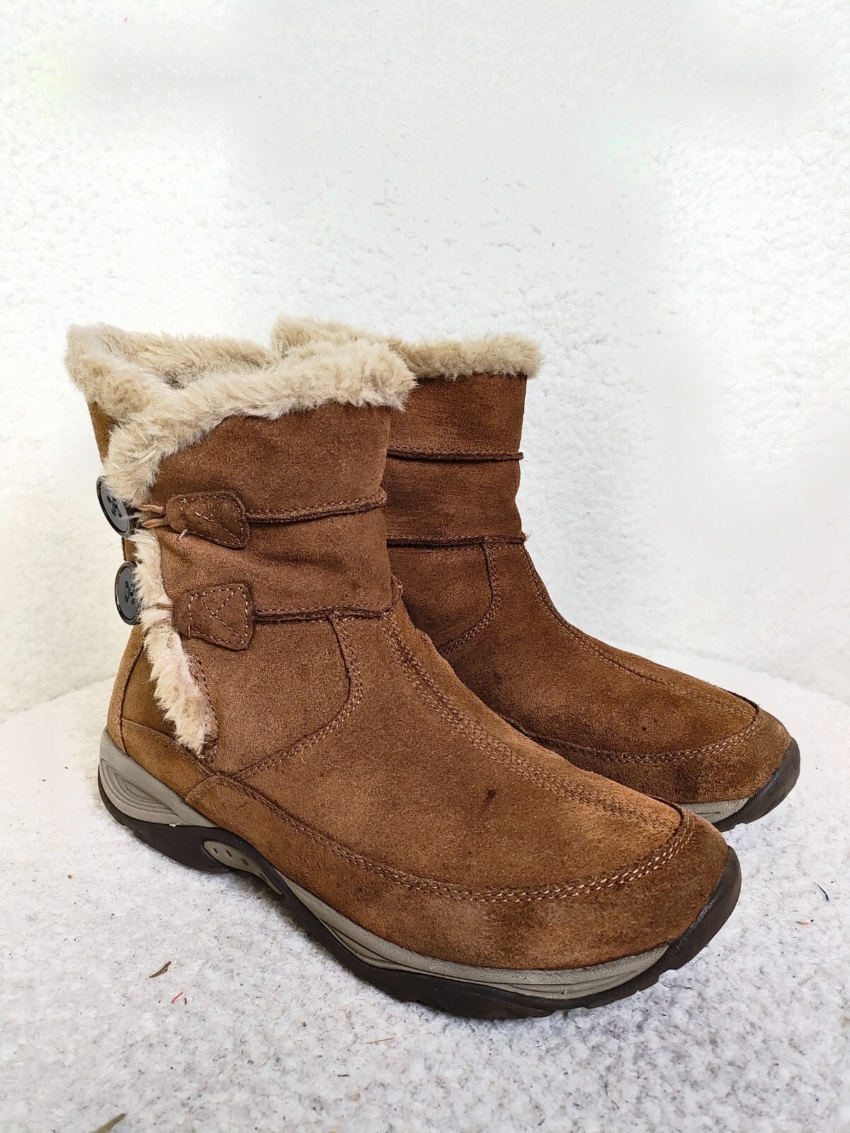 Esennsbrook Women Boots 8 1/2M Brown Faux Fur Leather Upper Pull On Snow Shoes
