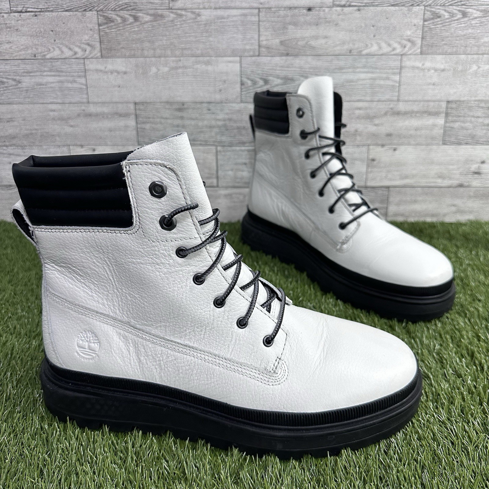 TIMBERLAND A2JQH Women Boots  White Leather Laced GreenStride ReBOTL Size 9