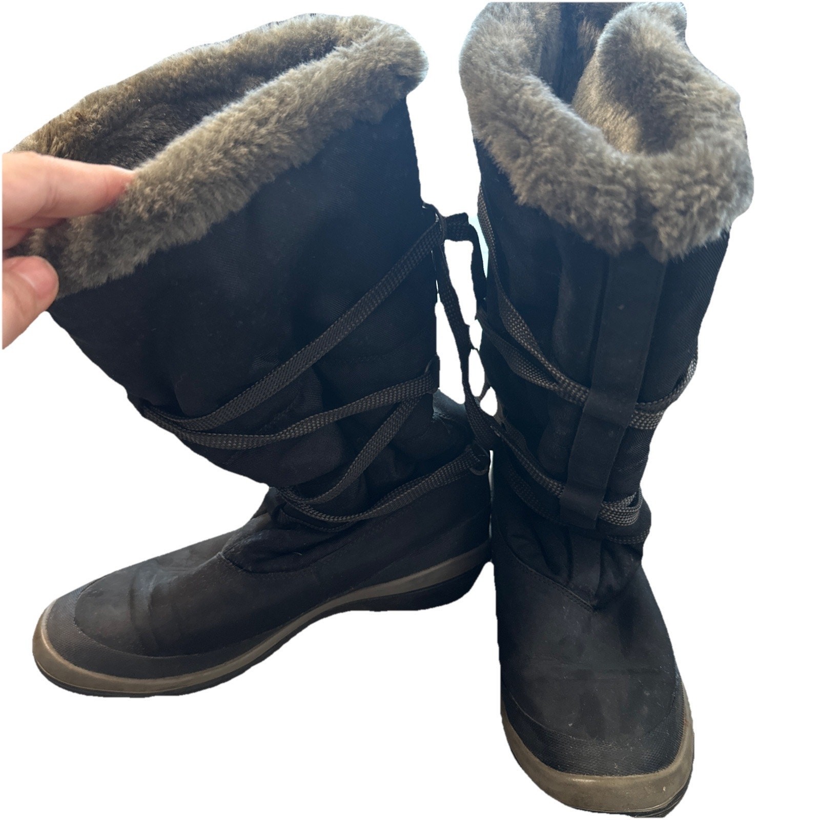 Timberland Fleece Faux Fur Lined Winter Snow Women Boots Black Size 9 18323
