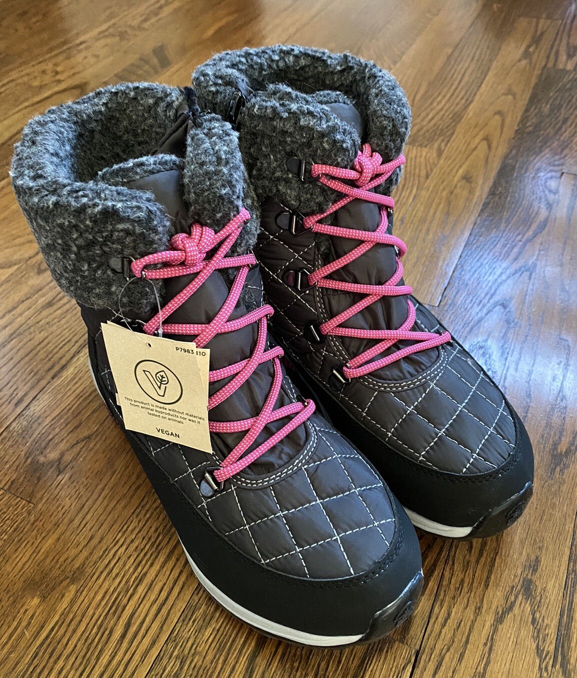 Kamik Libra Youth Sz 5 Winter Waterproof Snow Rain Girls BOOTS Charcoal Fuchsia