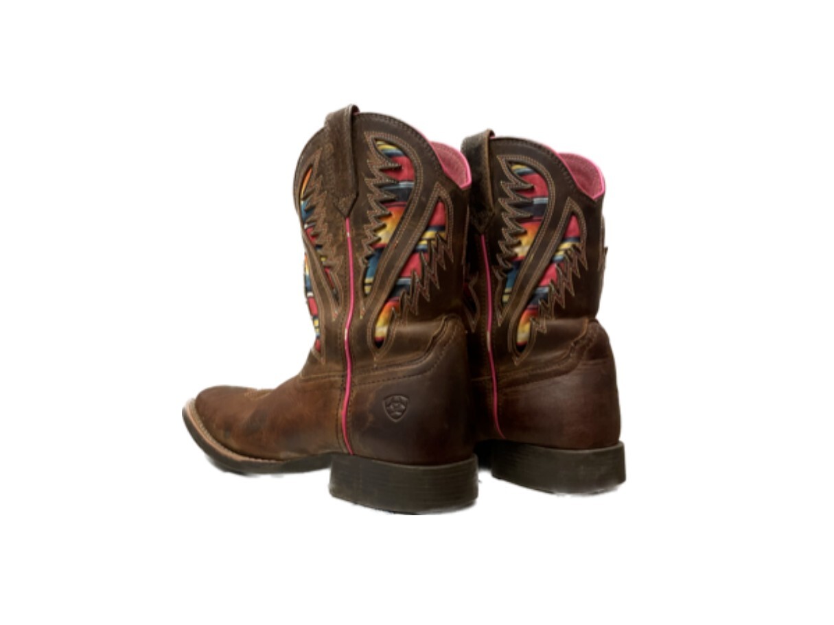 QUICKDRAW VENTTEK WESTERN BOOT , MULTICOLOR YELLOW, PINK , GIRLS BOOTS , SIZE 1