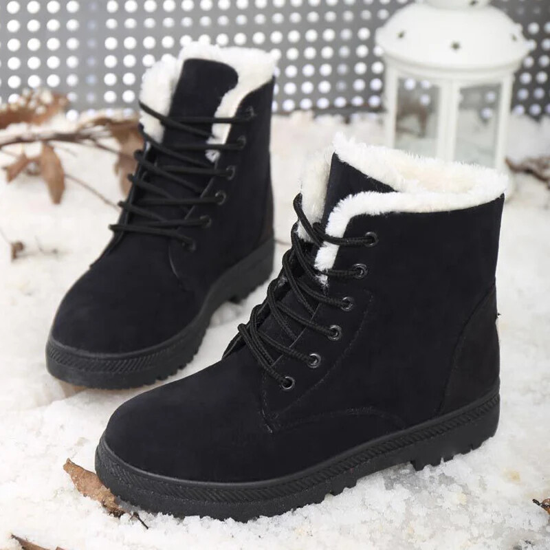 New Women Boots Snow Plush Fashion Keep Warm Women Boots Flat New Winter Shoes
