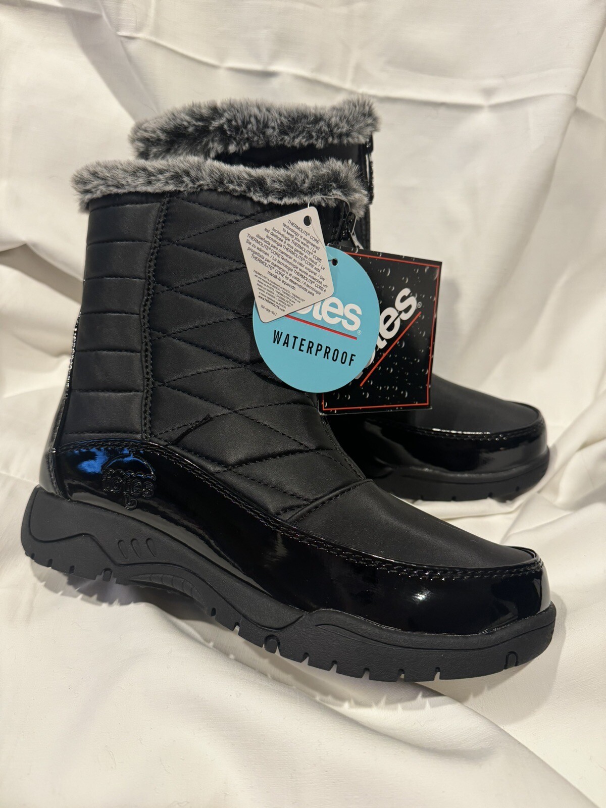 NEW w/tags Totes Esther Comfort Winter Boots Waterproof Thermo Lite Zipper, Sz 6