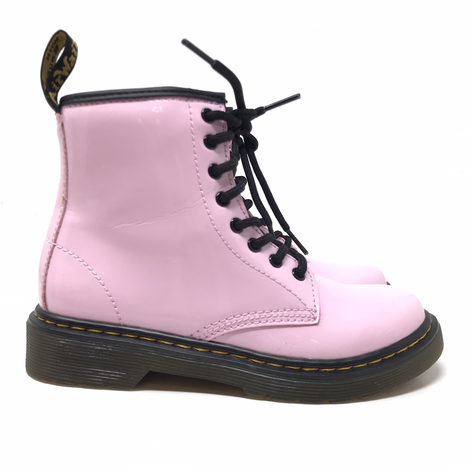 Dr. Martens Kids Size 1 Youth Light Pink Patent Leather Girls Boots Zip Lace Up