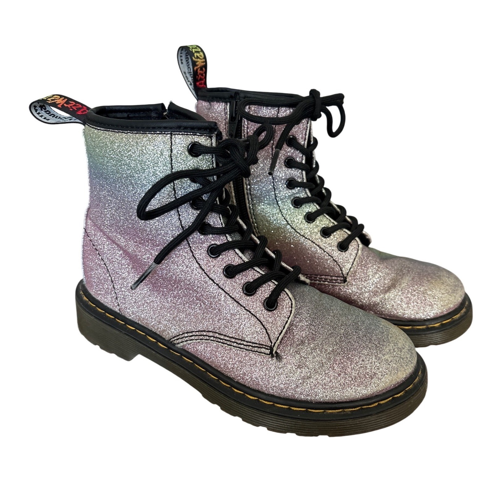 Dr Martens 1460 Rainbow Glitter Lace Up Ankle Boots Kids US 2 UK 1 EU 33