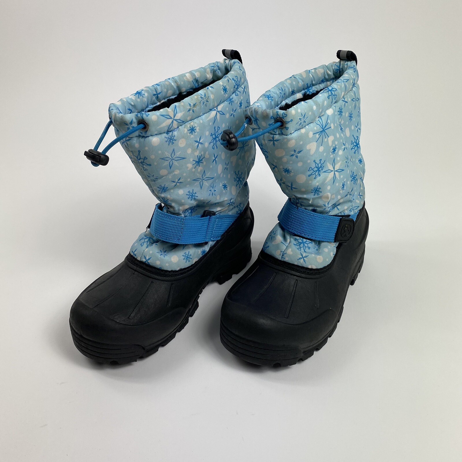 Northside Thinsulate Girls Sz 3 Winter Boots Light Blue Snowflakes Pull On Shoe