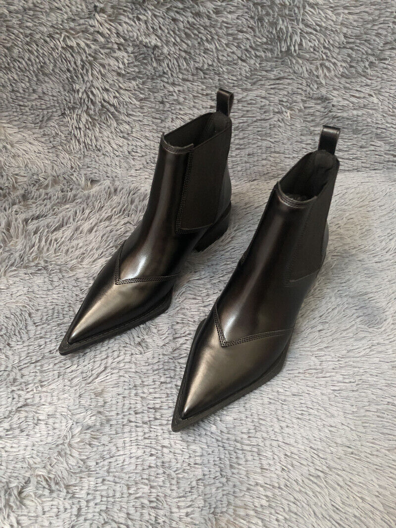 Women Boots British Style Flat Pull on Casual Short Pointed Toe Chelsea Boots