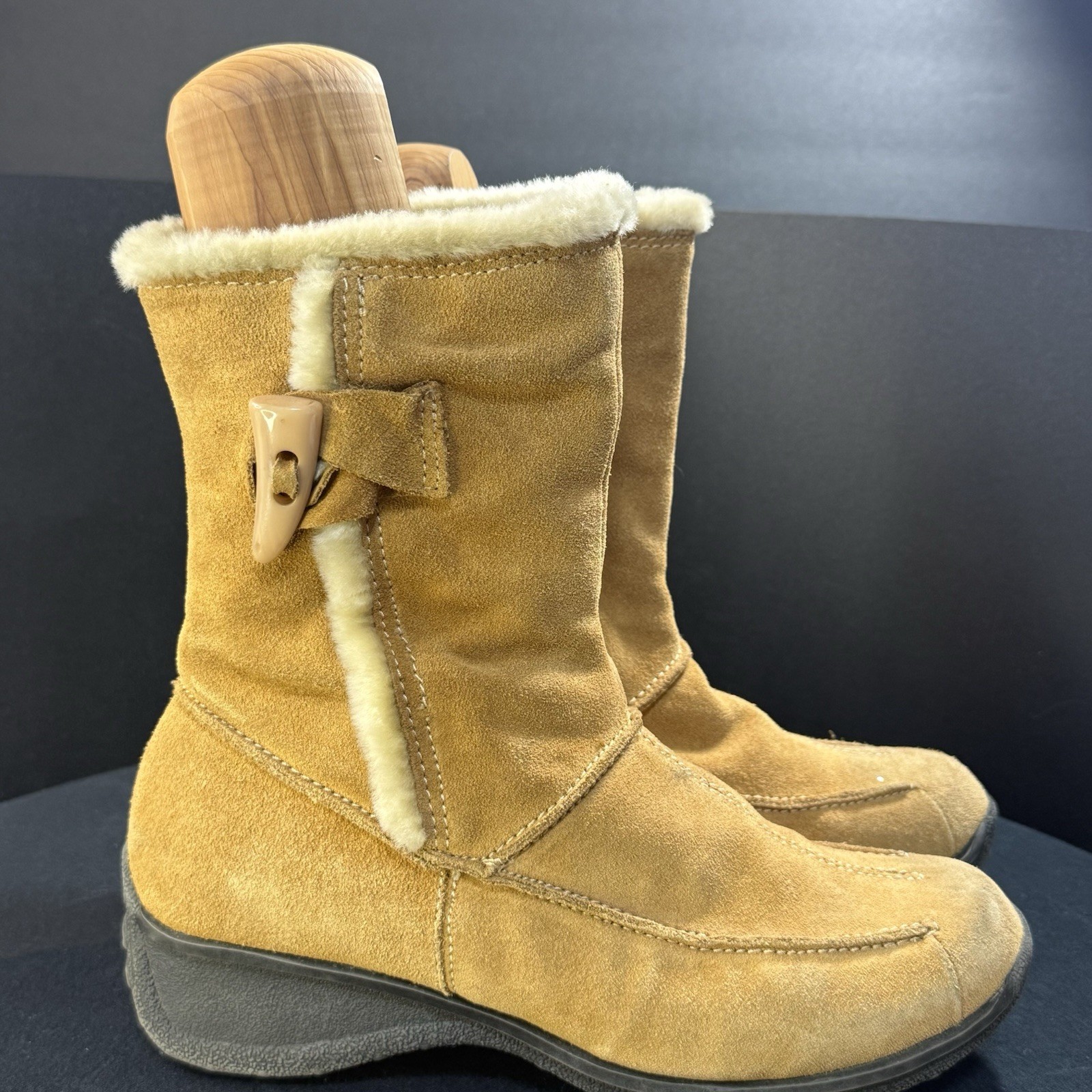 Billabong Women Winter Boots Leather Outside Fur Inside Zipper Toggle Size 8 Med