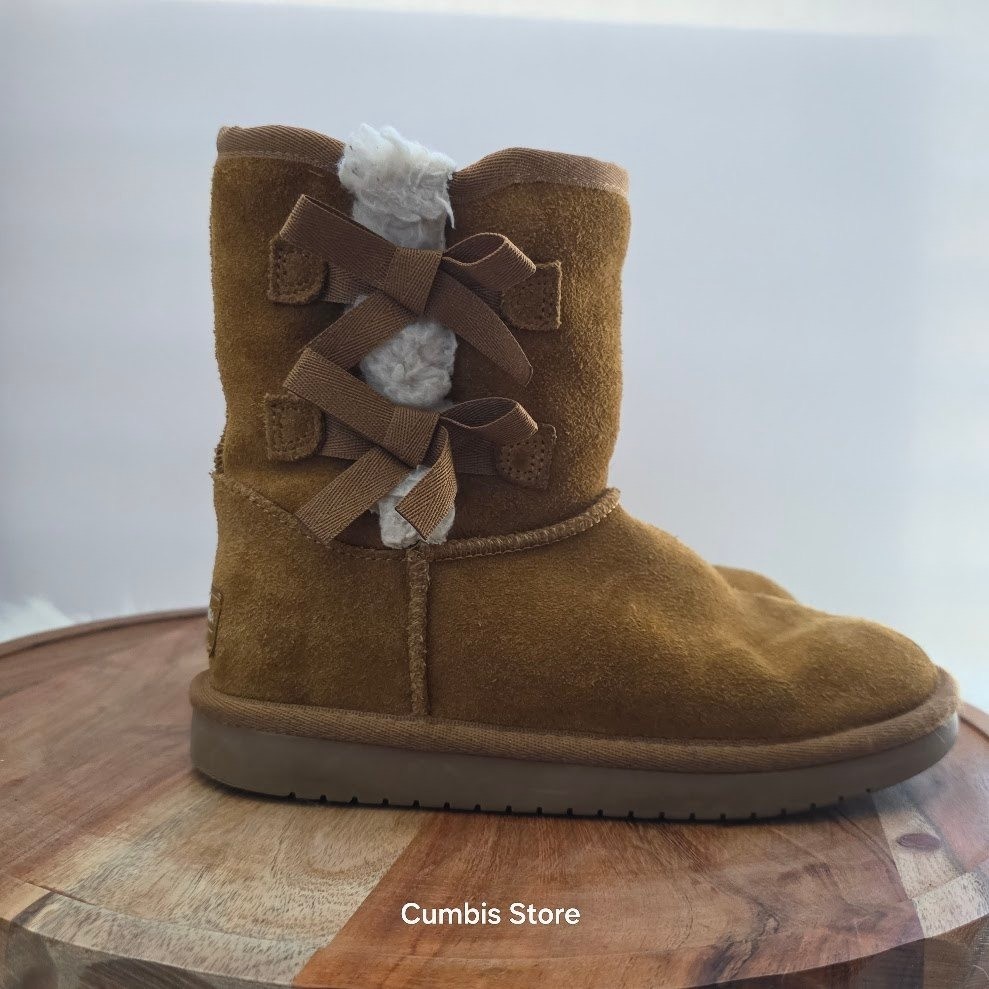 Koolaburra by UGG Kids Size 2 Brown Suede Twin Bow Boots