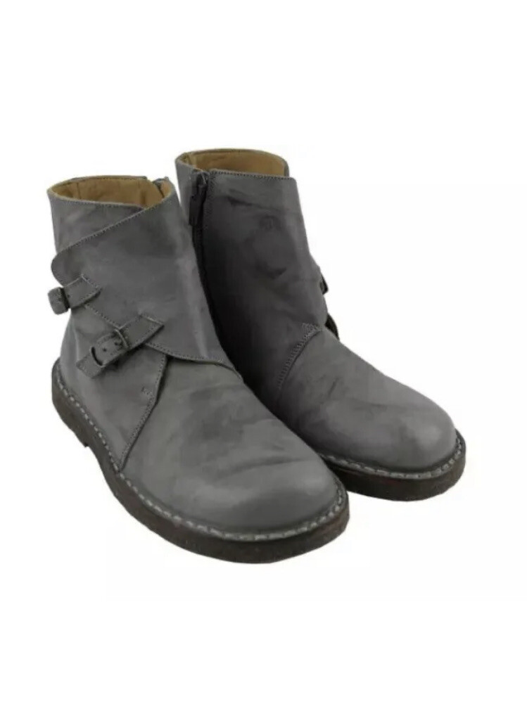 New PePe Grey Leather Buckle Ankle Big Girls Boots Shoes Eu 32 Us 1
