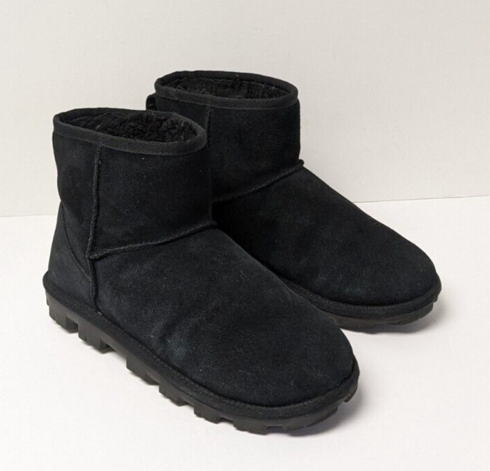 UGG Essential Mini Boots, Black Suede, Women’s 8