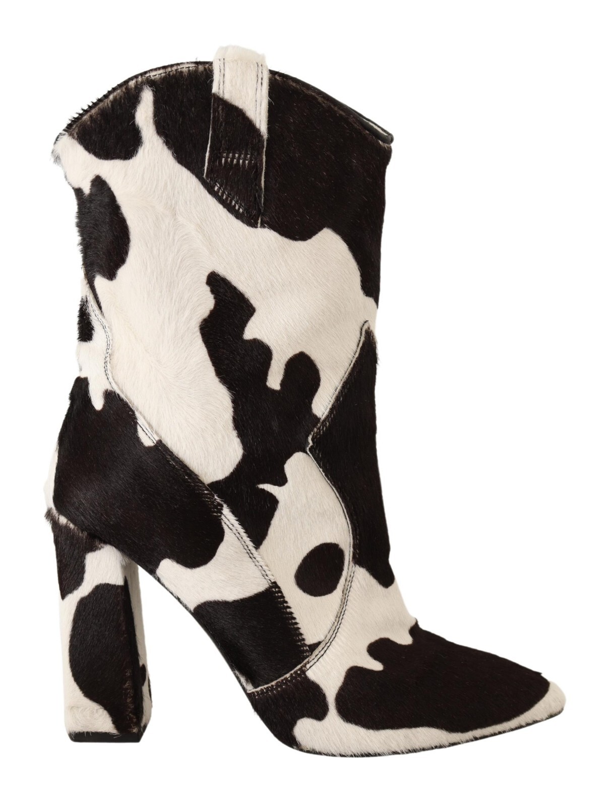 WO MILANO Shoes Black White Leather Mid Calf Women Boots Cow EU37 / US6.5 $400