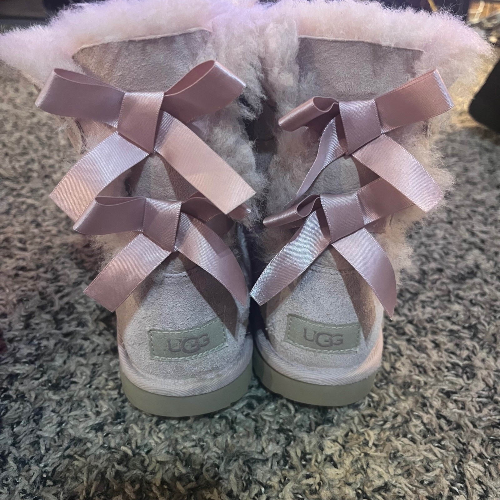 UGG Adorable Mini Bailey Bow II Boot Pink Suede Sheepskin Boots US 3 EU 35