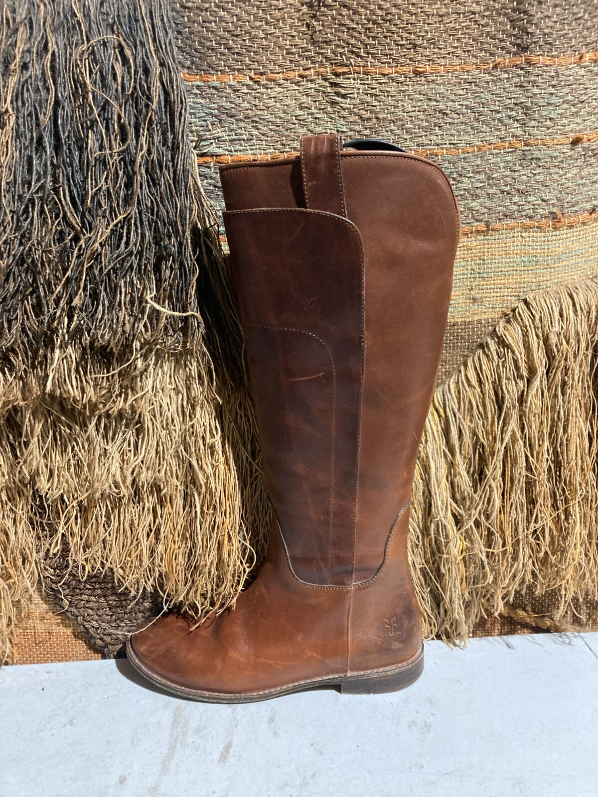 FRYE WOMEN BOOTS TALL RIDING BROWN LEATHER SZ. 7.5B Style no. 77535