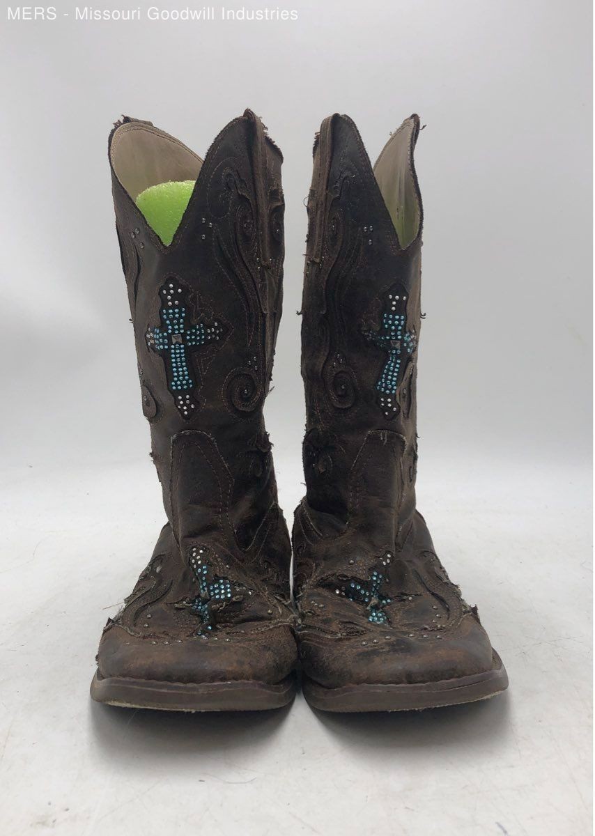 Roper Women Embellished Brown Boots – US 7.5