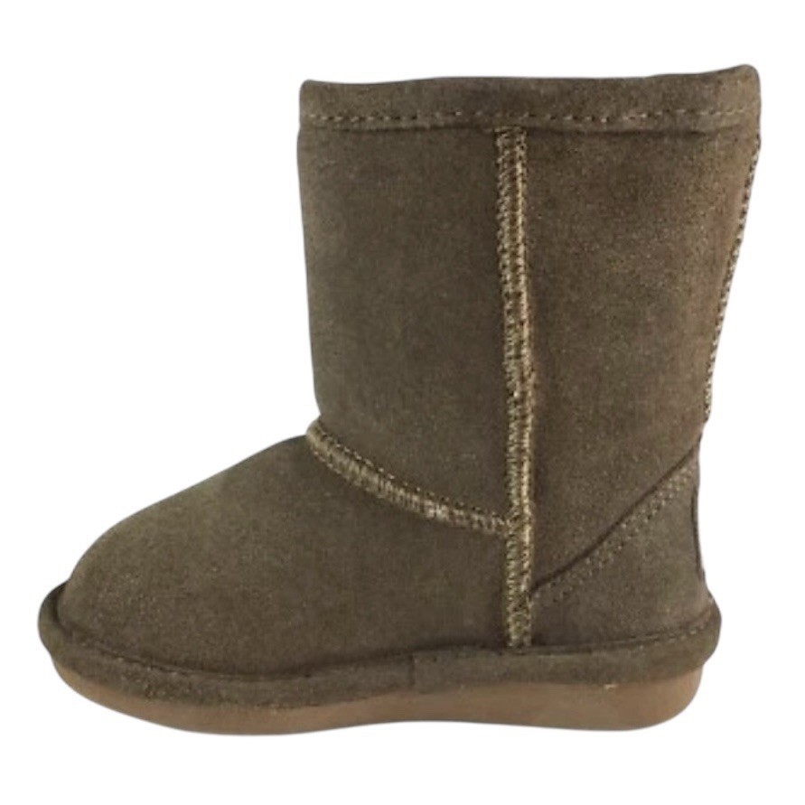 Girls Snow Boots Size 7 Toddler Brown Suede Wool Blend Fur Lined Bearpaw