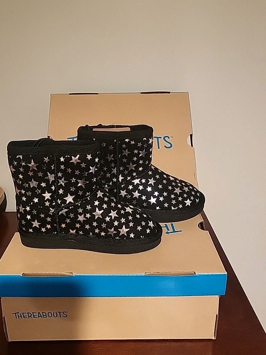 Thereabouts Lil Berry Toddler Girls Boots Size 10M Black Stars Sparkle WinterNIB