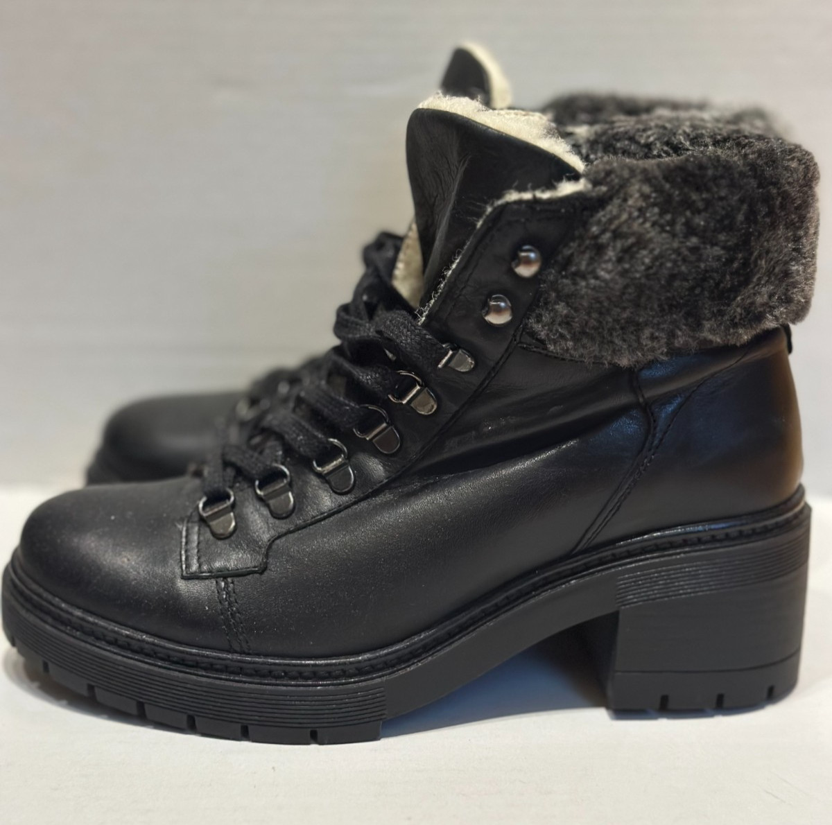 Portuguese Soft Leather Womens Heel Winter Boots Fur Lining Black Size 9 US $350