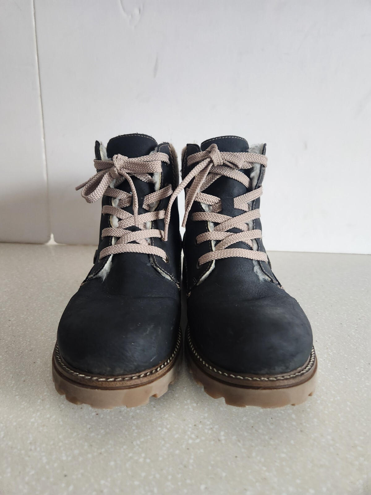 RIEKER WOMEN BOOTS LACE UP SIZE 7 US/38 EU BLUE LEATHER