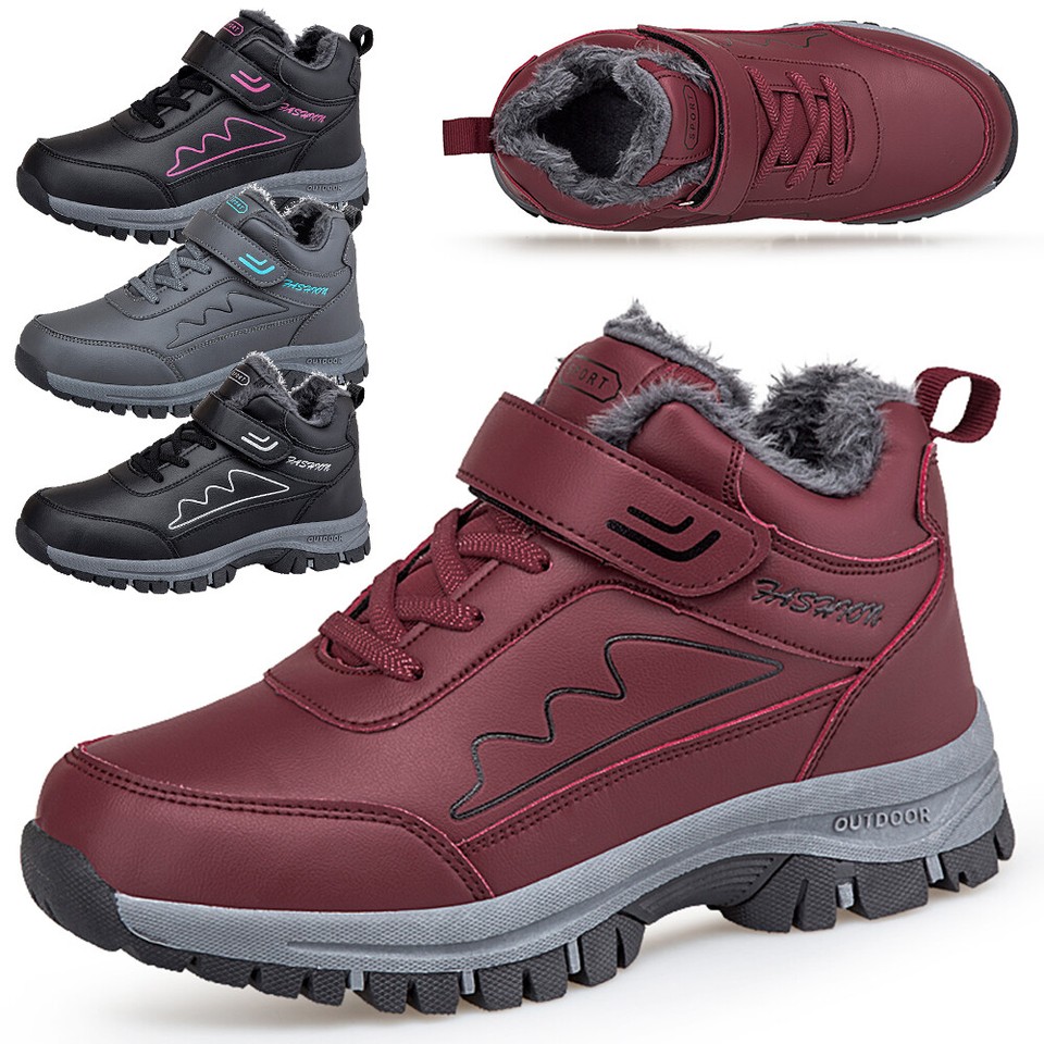 Men Women Winter Boots Warm Fur Lined Snow Shoes Trekking Walking Work Unisex