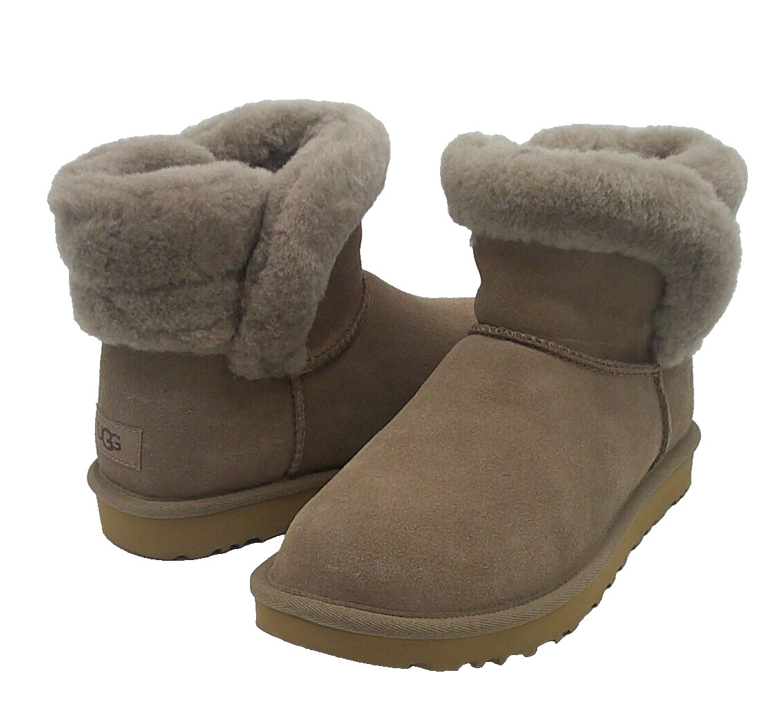 UGG SANIYA SHEARING MINI WOMEN BOOTS SUEDE CARIBOU US 6 /UK 4 /EU 37 / JP 23