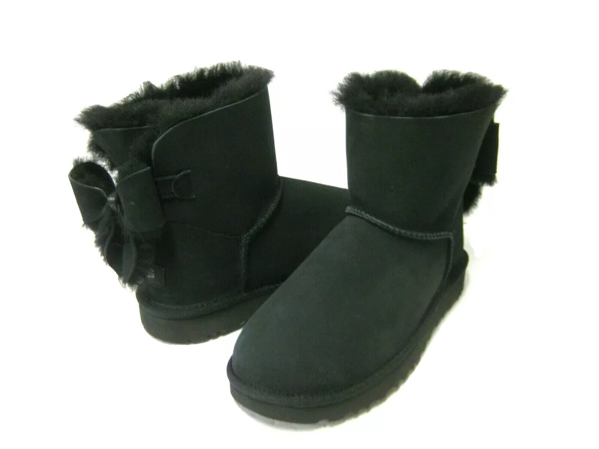 UGG BAILEY HERITAGE BOW WOMEN BOOTS SUEDE BLACK US 8 /UK 6 /EU 39