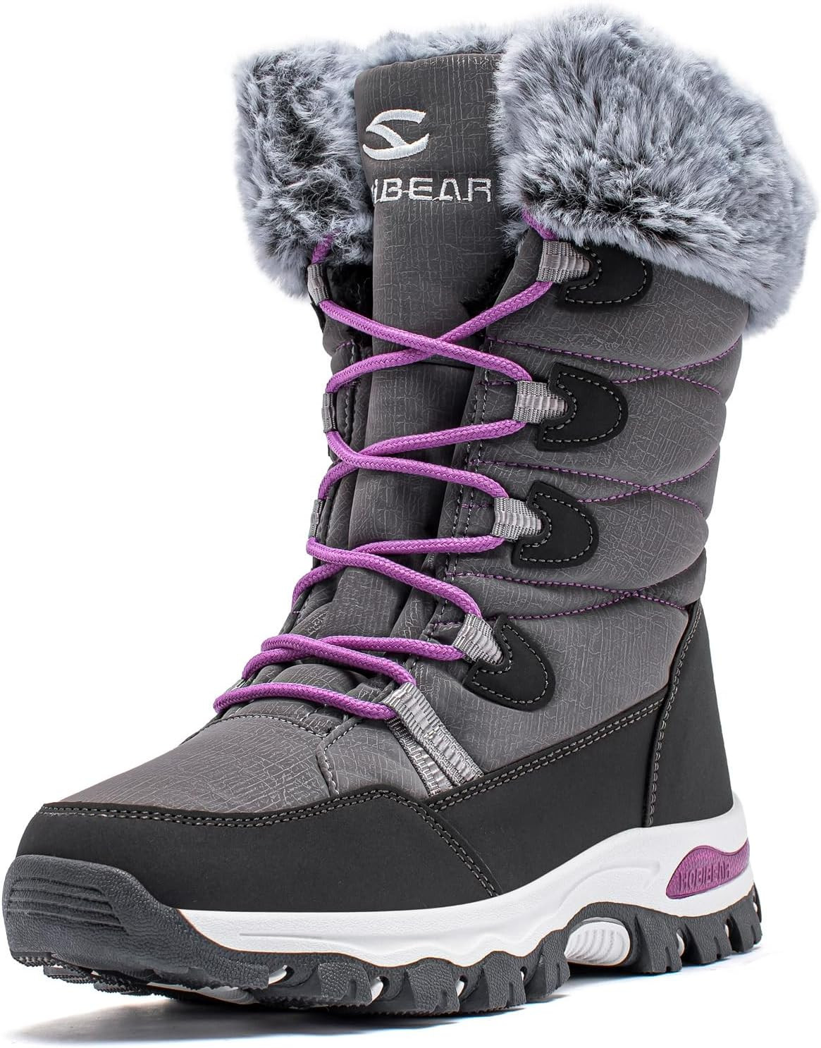 HOBIBEAR Women’S Waterproof Winter Snow Boots Lightweight Warm Faux Fur Lined Mi