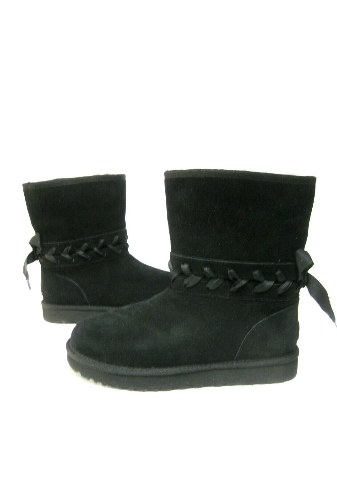 UGG CLASSIC LACE SHORT WOMEN BOOTS SUEDE BLACK US 9/UK 7
