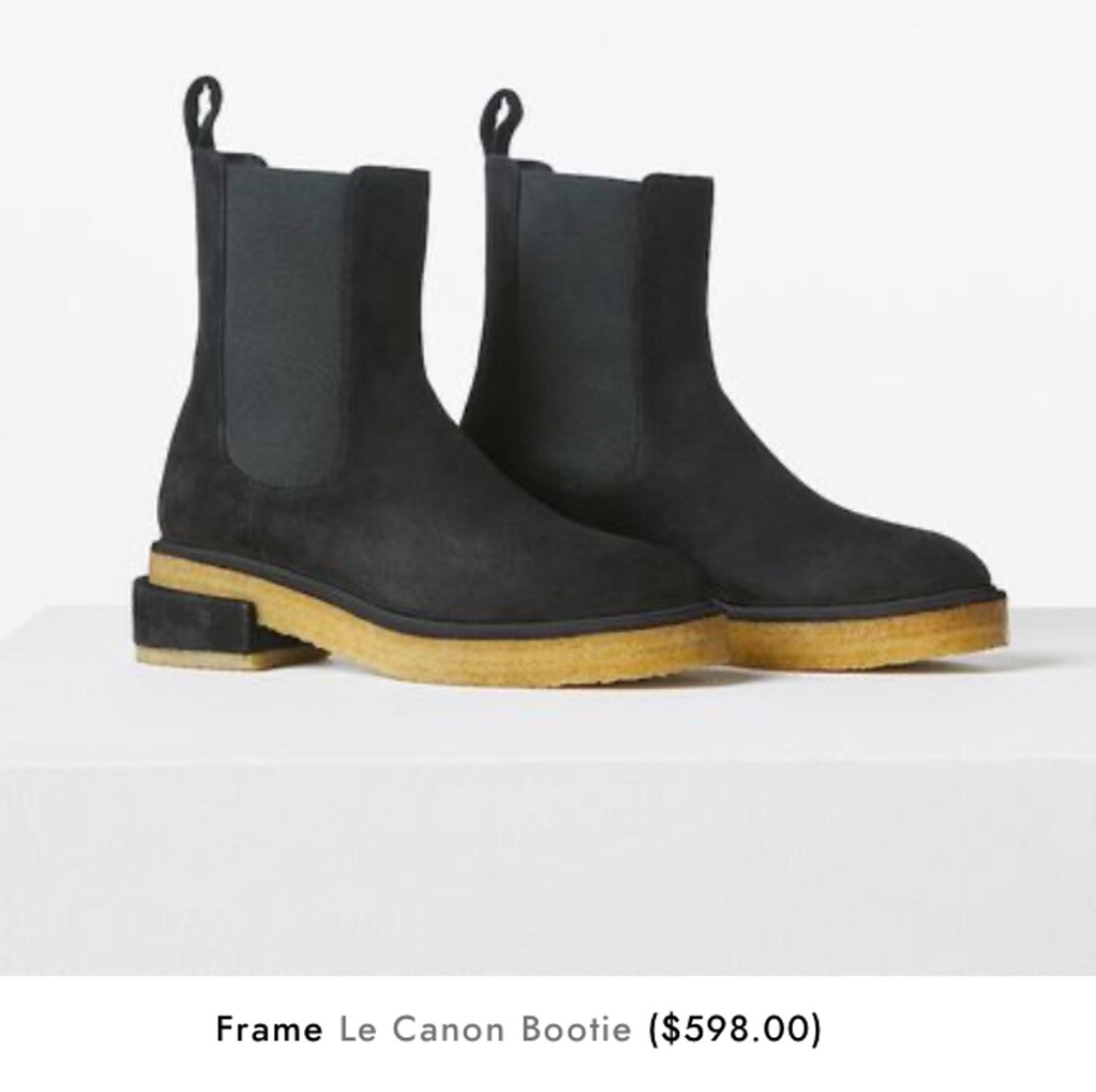 FRAME Women Boots 37 7 Chelsea Le Canon Platform Black Leather Pull On Lug