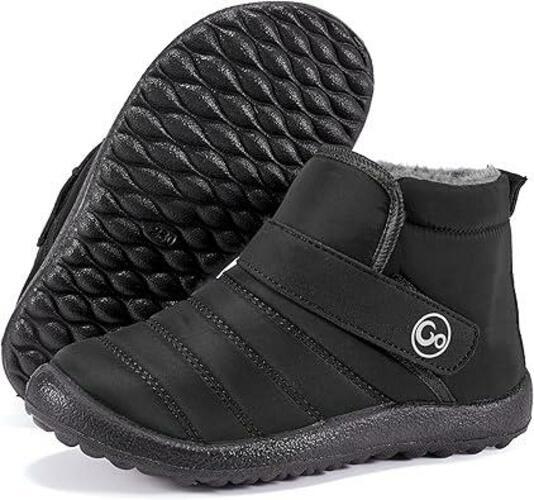 Aomigoct Boys Girls Winter Snow Boots Waterproof Toddler Black Women 9.5 Men 8