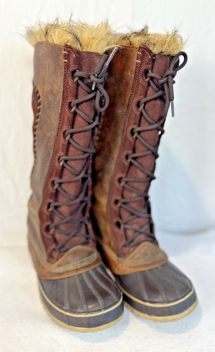 Sorel Cate The Great Tall Brown Tan Fur-Lined Waterproof Women Boots Size 9